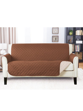 SOFA COVER-CHOCOLATE BROWN WITH FREE TOWEL