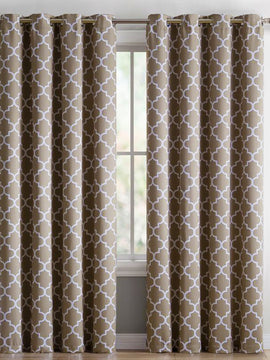 DUCK CURTAIN WITH LINING  PAIR-BEIGE