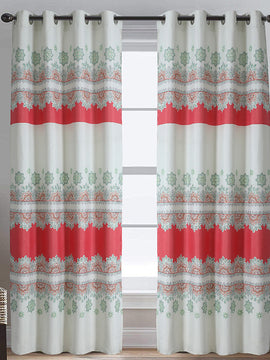 DUCK CURTAIN WITH LINING PAIR -ORANGE TEXTURE