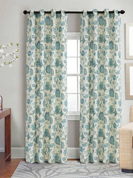 DUCK CURTAIN WITH LINING PAIR -FLORAL