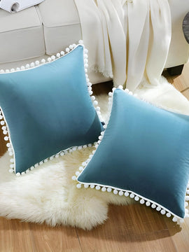 LUXURY VELVET CUSHIONS WITH LACE PACK OF 2 PCS