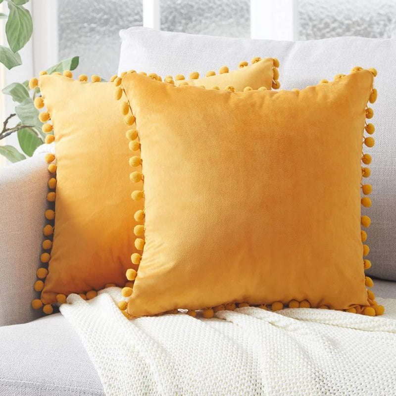 LUXURY VELVET CUSHIONS WITH LACE PACK OF 2 PCS