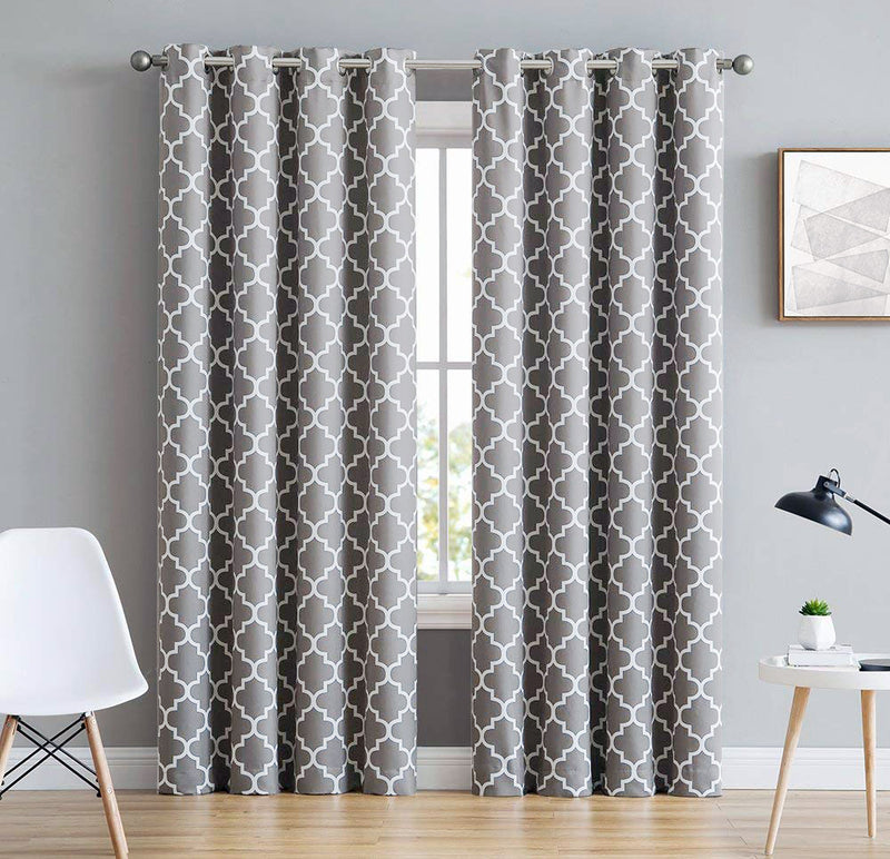 DUCK CURTAIN WITH LINING  PAIR -GREY