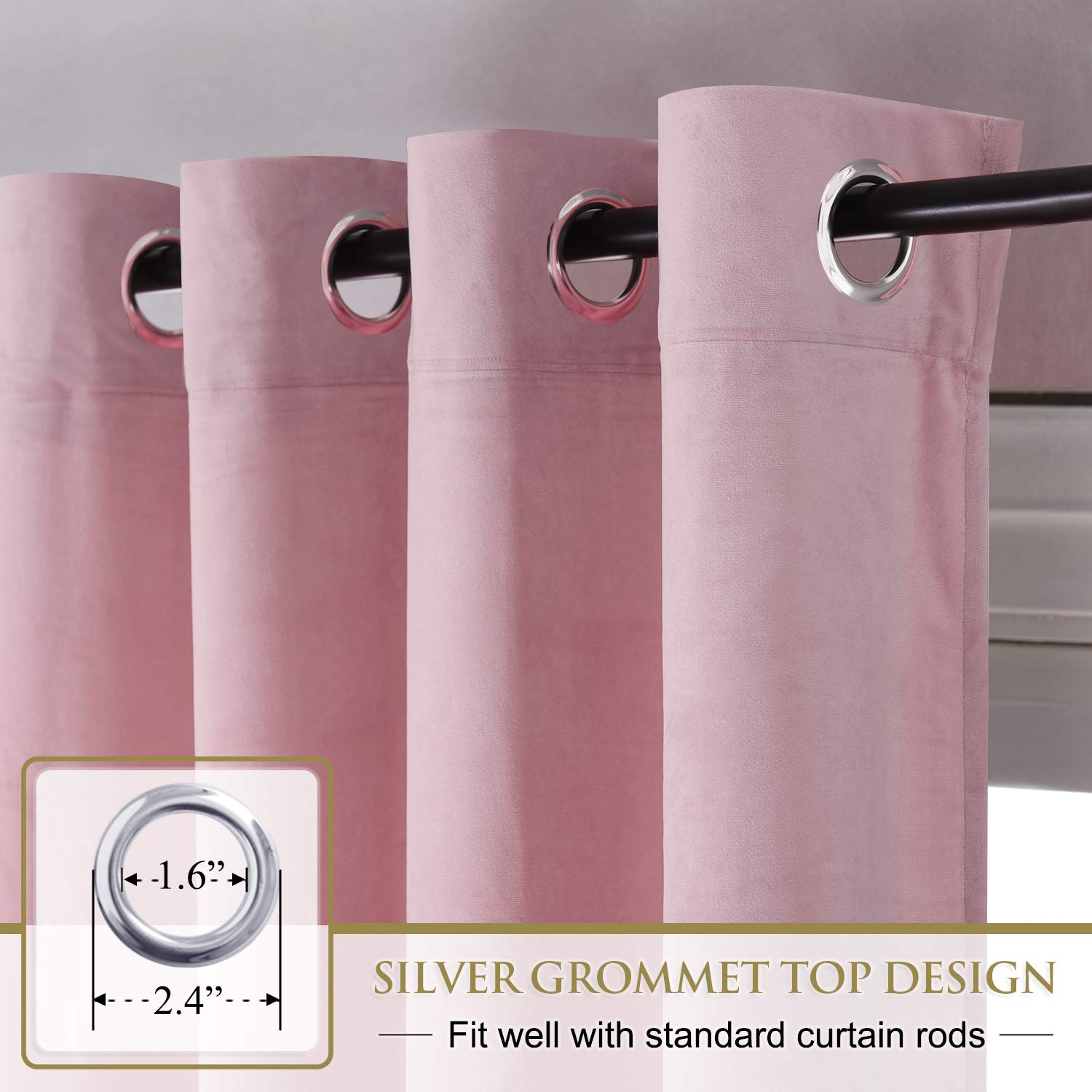 Premium Velvet Curtains Pair Light Pink