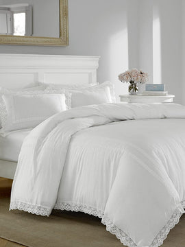 Luxury Soft Duvet Set With Lace (White)