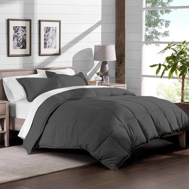 Luxury Plain Comforter For Summer Dark Grey-