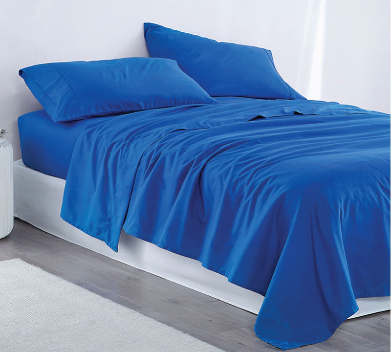 BED SHEET PLAIN COTTON 3PCS-ROYAL BLUE