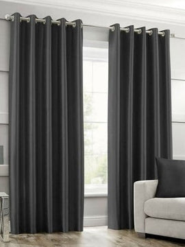 Imported KOREAN  SILK Curtains Pair Black