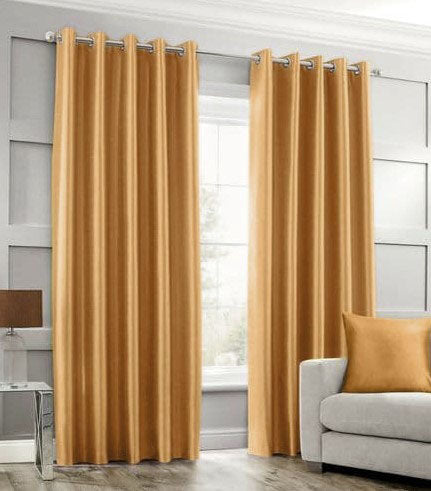 Imported KOREAN  SILK Curtains Pair Golden