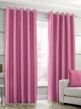 Imported KOREAN  SILK Curtains Pair Pink