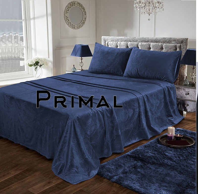 LUXURY VELVET BED SHEET 5 PCS- King BLUE
