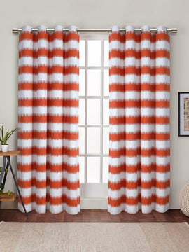 DUCK CURTAIN WITH LINING PAIR-ORANGE